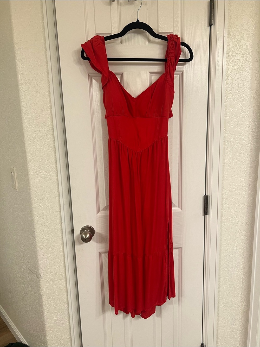 Hollister Red Sleeveless Maxi Dress with Ruched Straps